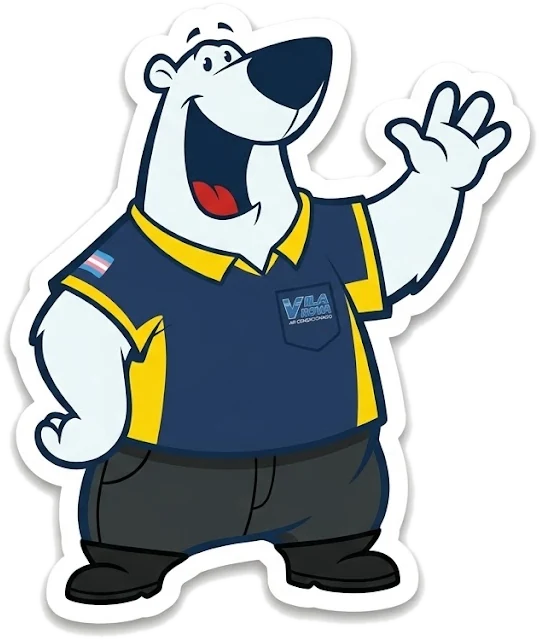 Urso polar, mascote da Vila Nova Ar-Condicionado, acenando